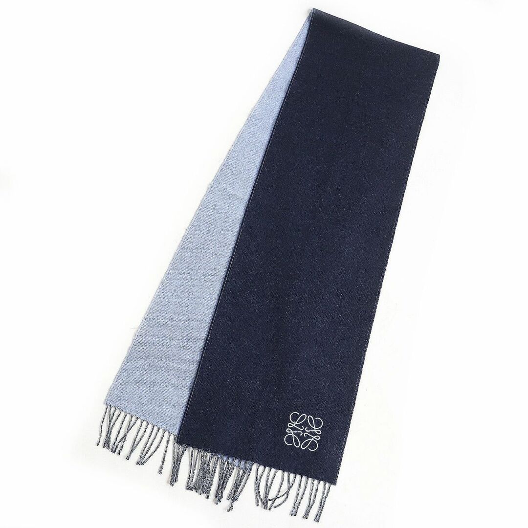 美品 LOEWE カシミヤ混 アナグラム リバーシブル 両面ロゴ マフラー