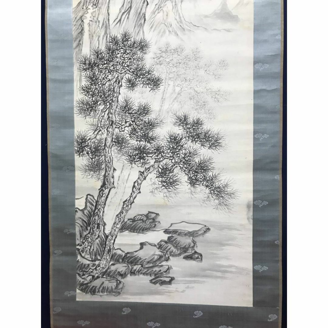 真作/田中日華/嵐山京都風景之図/山水図/掛軸☆宝船☆