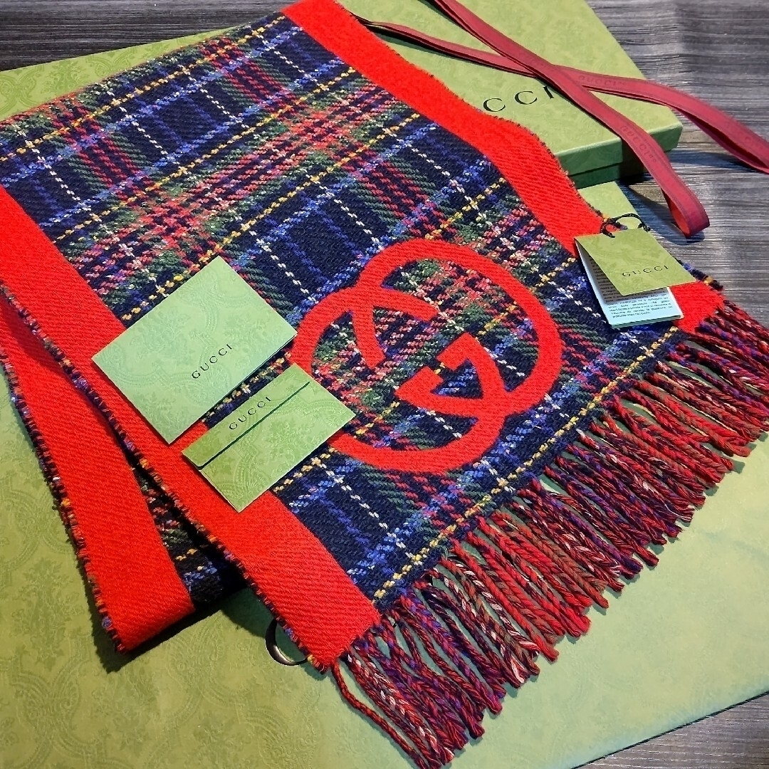 ❤新品箱袋付❤GUCCI マフラー ショール ストール❤最高級カシミア100％❤