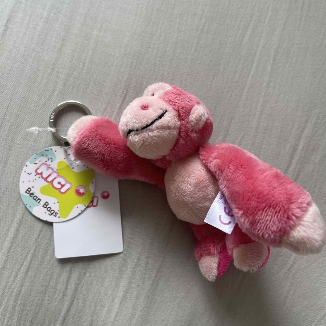 ニキ NICI ぬいぐるみキーリング グリッターハート ゴリラ ピンク