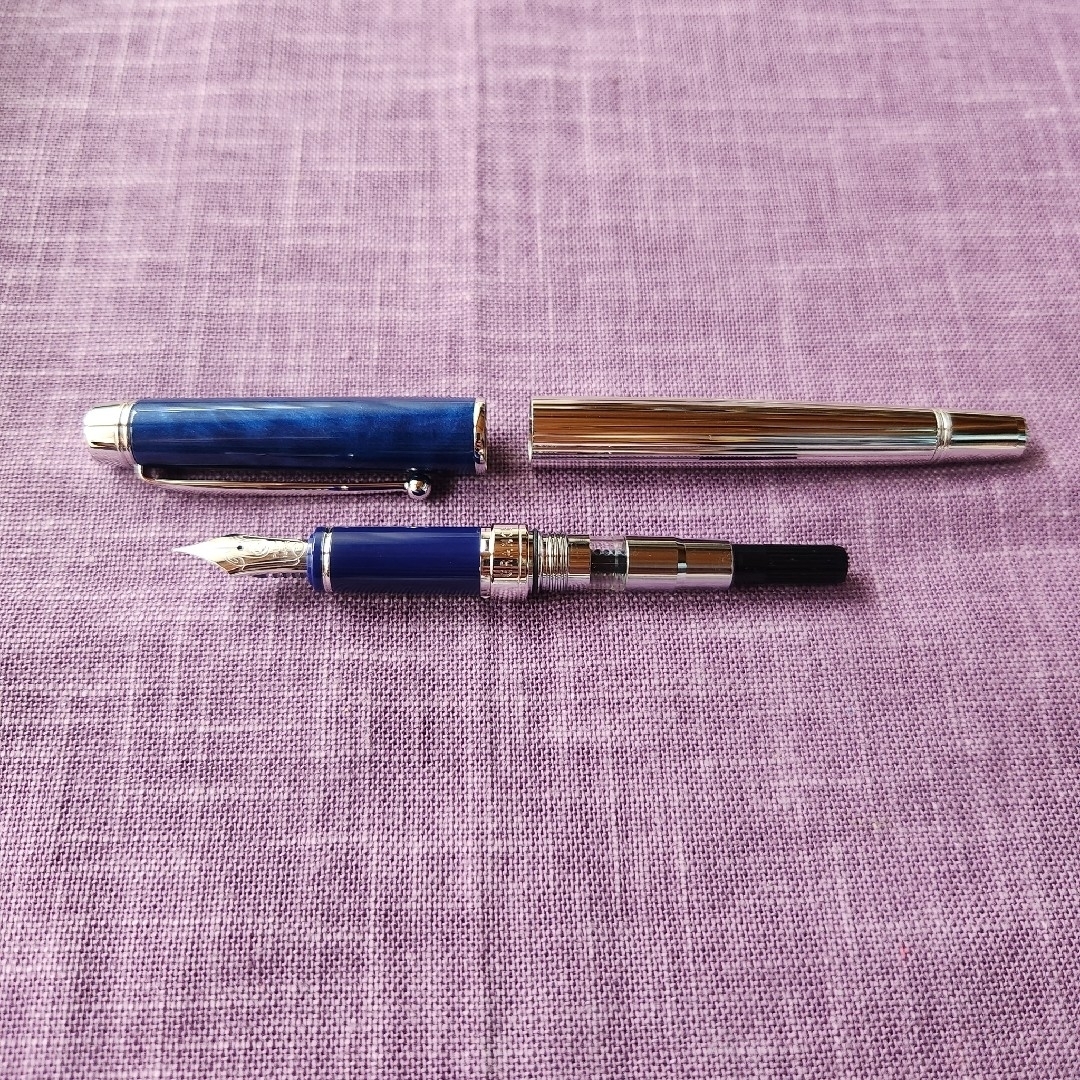 PILOT - パイロット 万年筆 グランセ ロジウム ブラック&ブルー 14K F