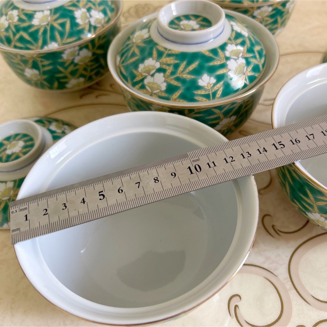 古伊万里 色絵金彩 蓋茶碗 煮物碗 明治 5客 古伊万里 色絵金彩 蓋茶碗