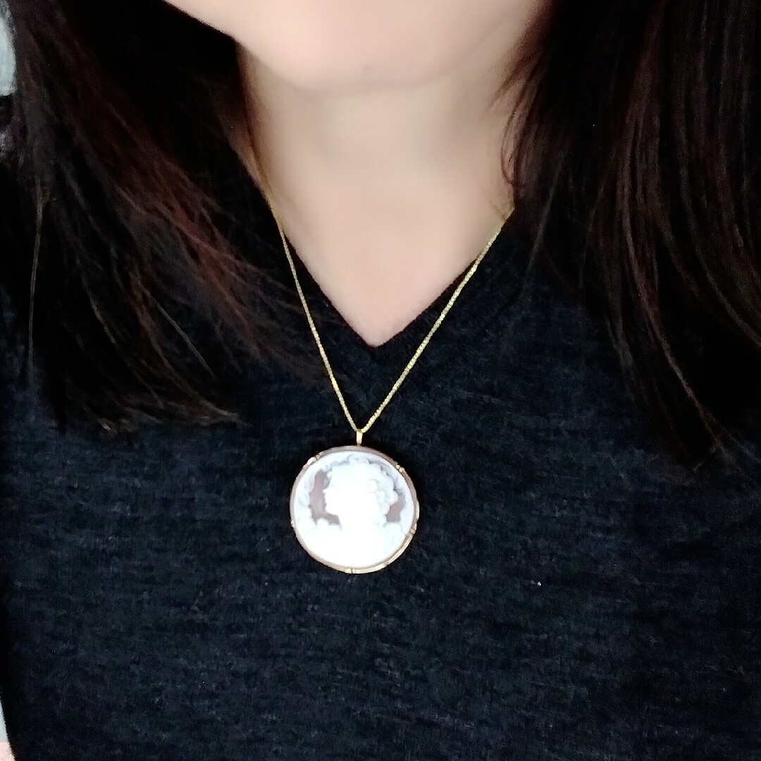 K18 シェルカメオ ブローチ ペンダントトップ◇新品未使用