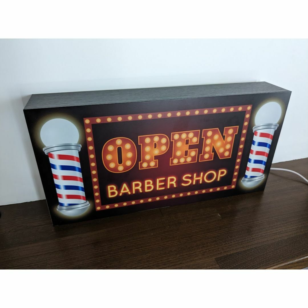 Lサイズ】バーバー 理容室 ヘアーサロン 床屋 看板 置物 雑貨 ライトBOX