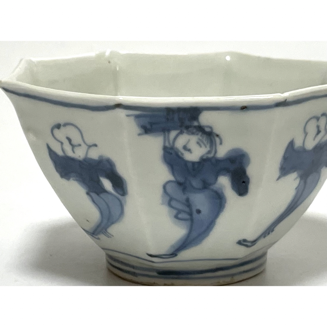 古伊万里 蕎麦猪口 異国人 帆船 ラッタン 南蛮人 2つセット 古伊万里 蕎麦