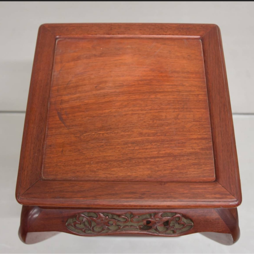 唐木 猫脚 木製 透かし彫り 花台 香炉台 高卓 茶道 華道具 無垢材 3,2