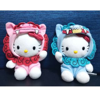 沖縄限定 ハローキティ ゴーヤ・パイナップル・シーサー ぬいぐるみ4体