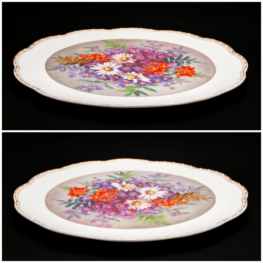 マイセン 金彩 「夏の花束」アルトツィアレリーフ 絵皿 直径 34.5センチ