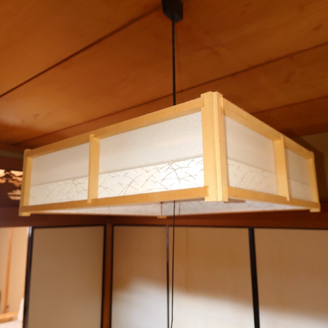 1980年代 レトロ 和室 木彫り天井照明 Panasonic - 和室 ペンダント