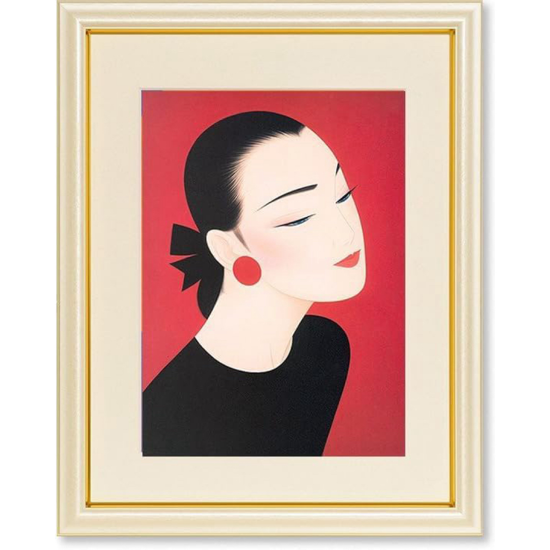 希少品】鶴田一郎 美人画 絵画 日本女性 額入り 年代物 保管品 骨董
