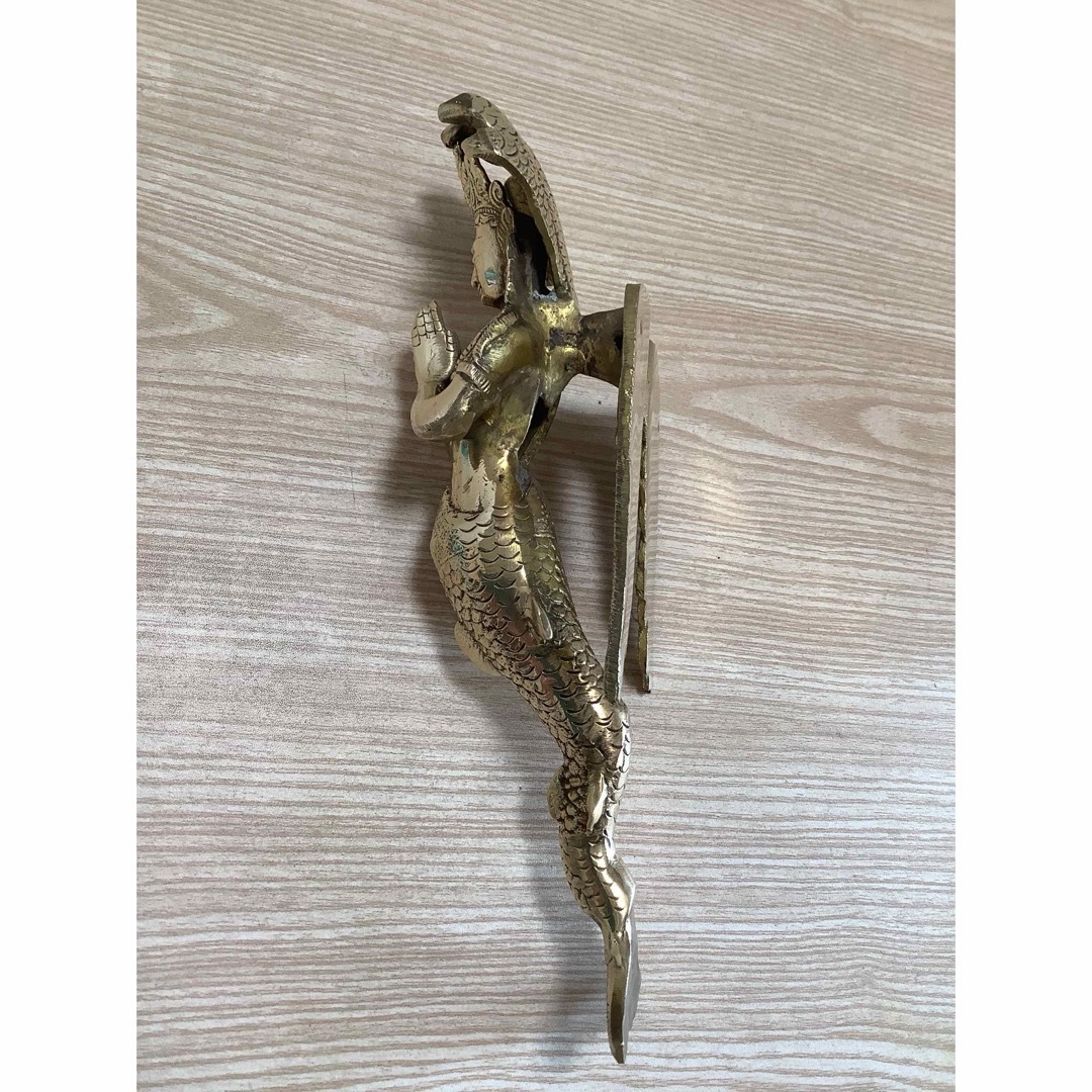 ヒンドゥー教 新品 》 ドアハンドル ナーガ 女神 真鍮 24.5cm C