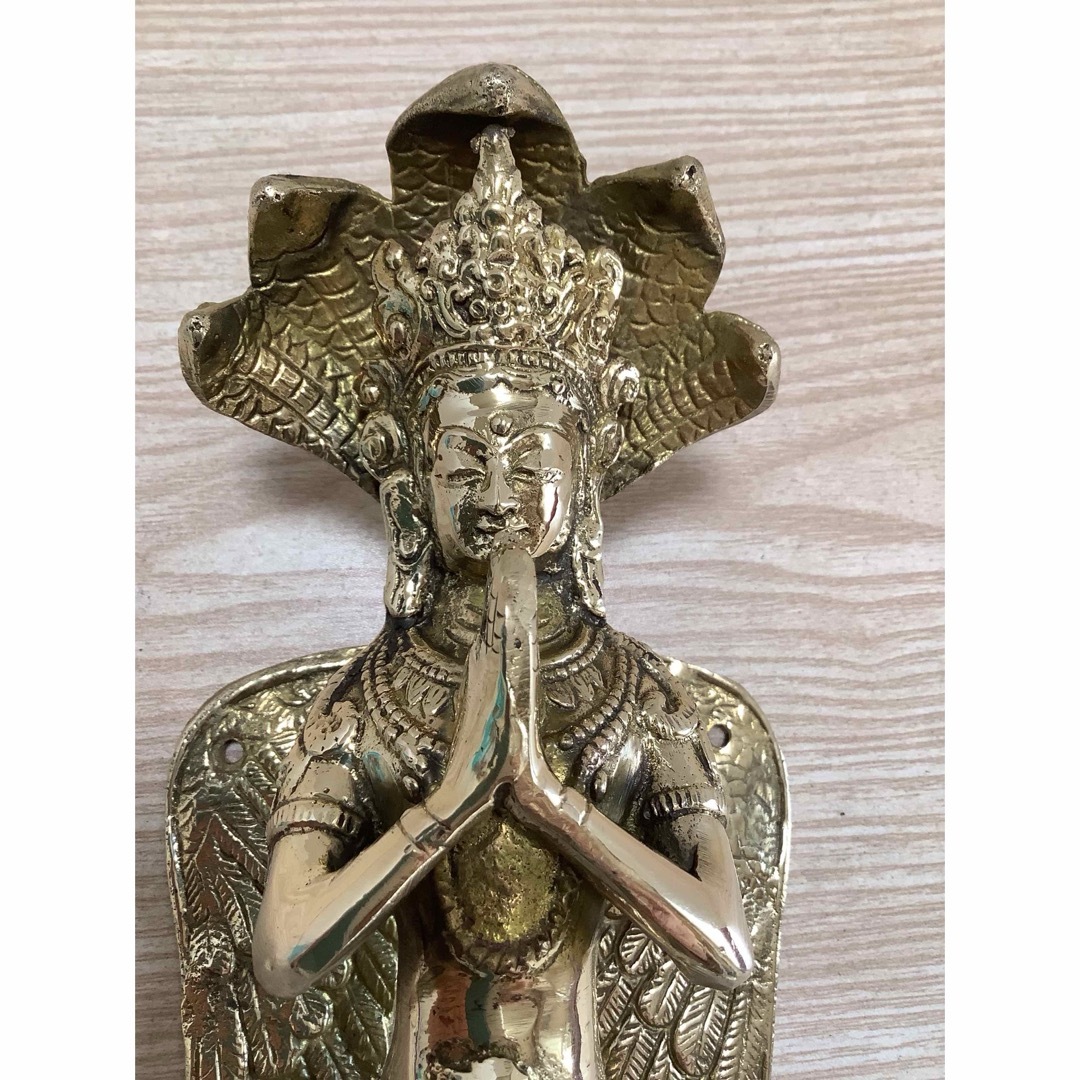 ヒンドゥー教 新品 》 ドアハンドル ナーガ 女神 真鍮 24.5cm C