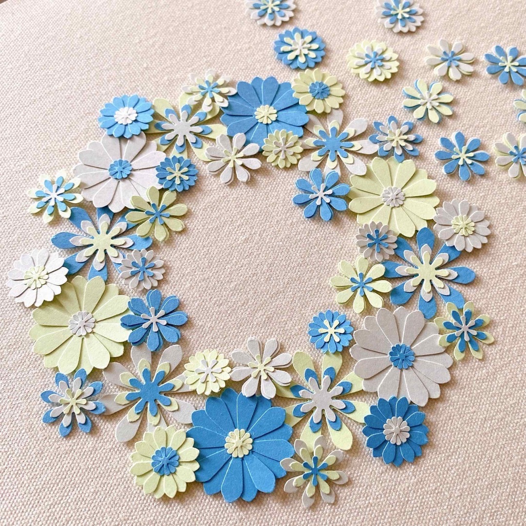 107＊クラフトパンチ 花 アルバム カラフル 飾り 寄せ書き ブルーの