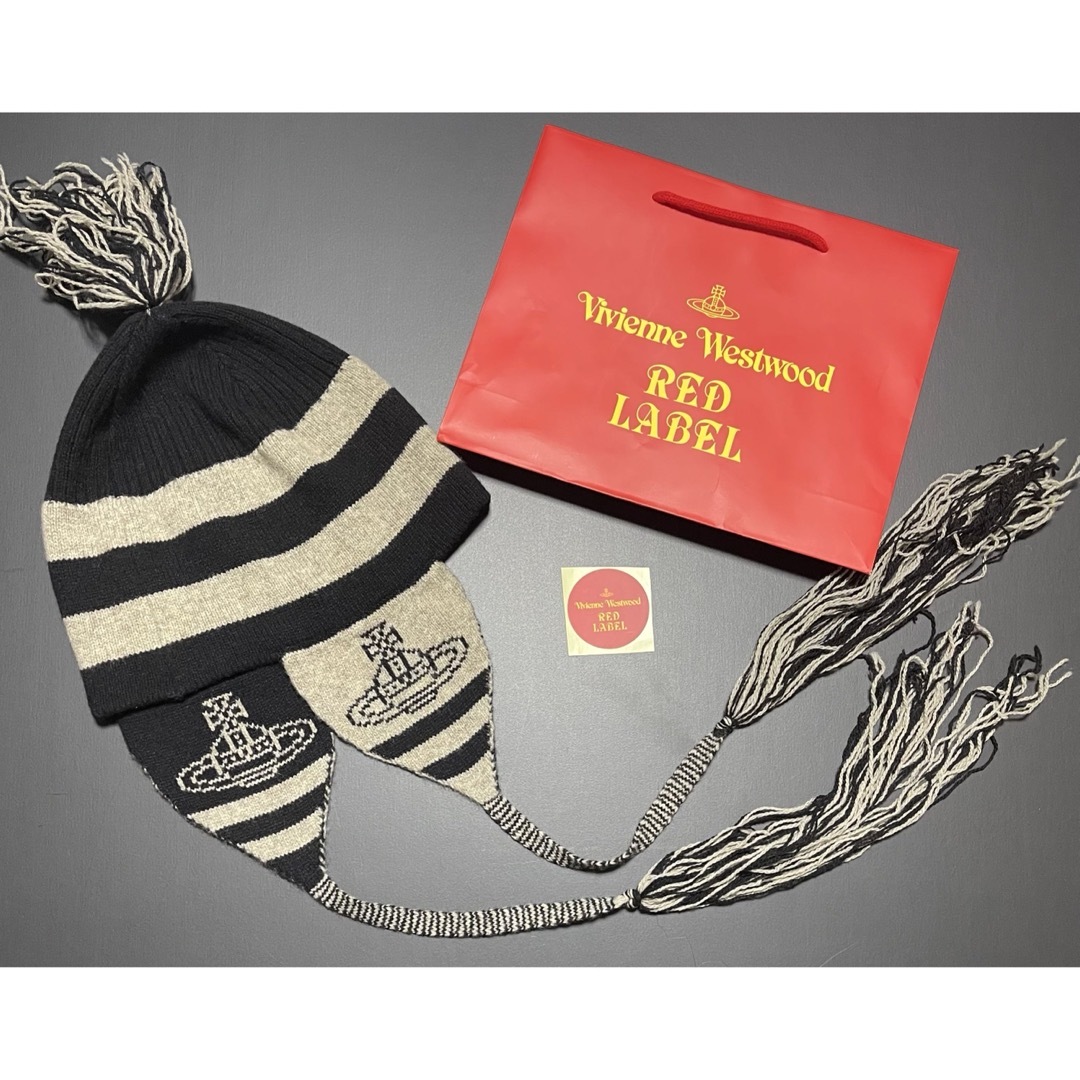 希少】VivienneWestwood ポンポン耳 肖て付ボーダーニット帽 希少