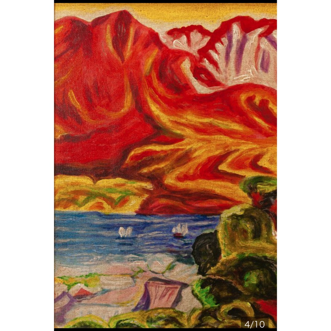 梅原龍三郎 油彩画 手描き 作者サイン 貴重 梅原龍三郎 手描き 油彩画 作者