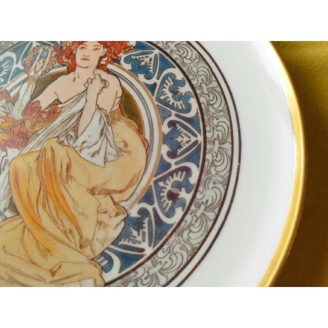 希少品 ミュシャ大皿：パリのシンボル 直径31cm 金縁 - その他