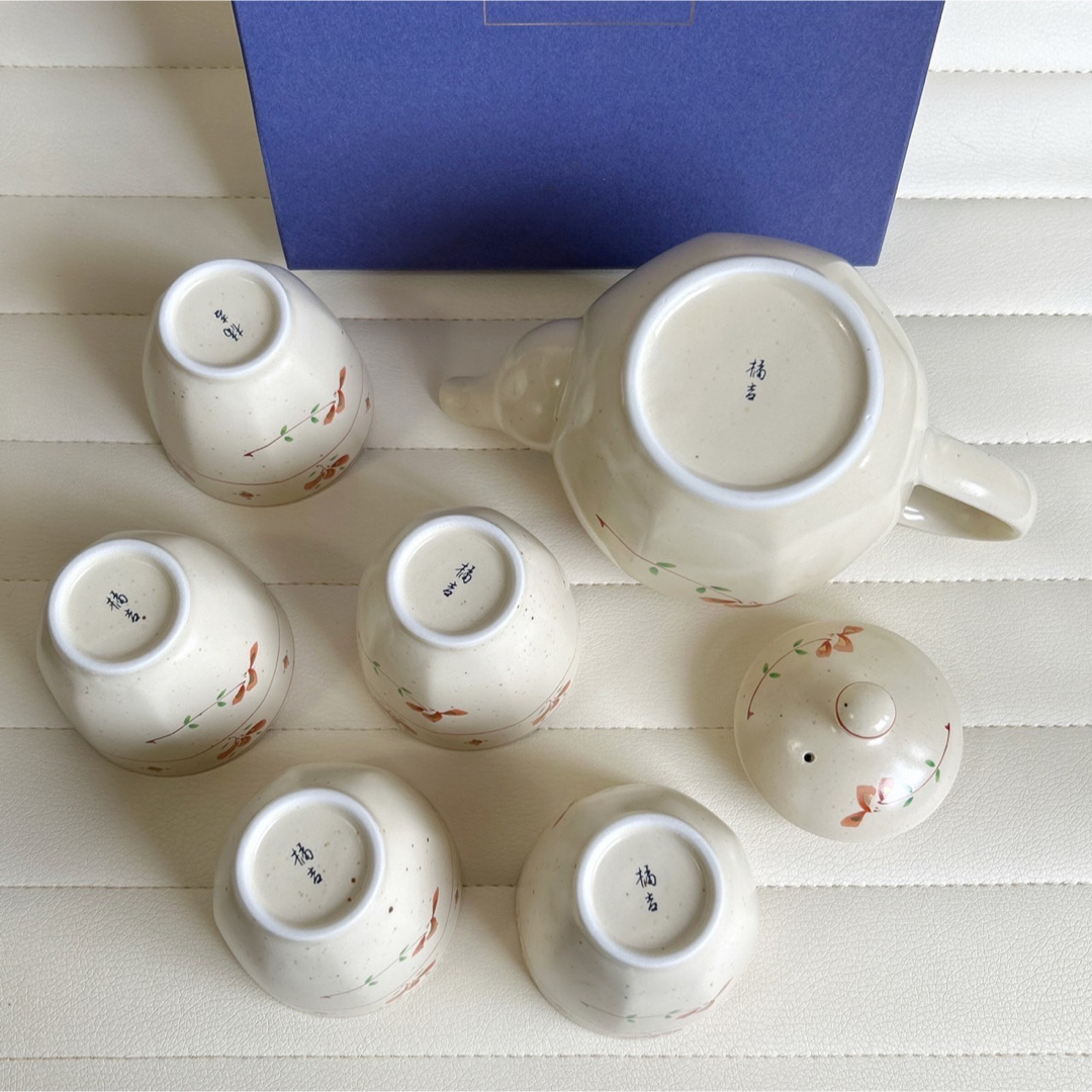 たち吉 - たち吉 茶器揃 急須 湯飲みセット 5客 湯呑み 赤絵 粉引き