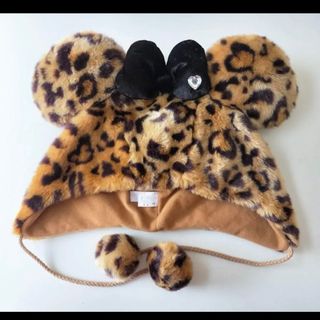 ディズニー ファンキャップ ミニー ヒョウ柄 レオパード グレー 被り物