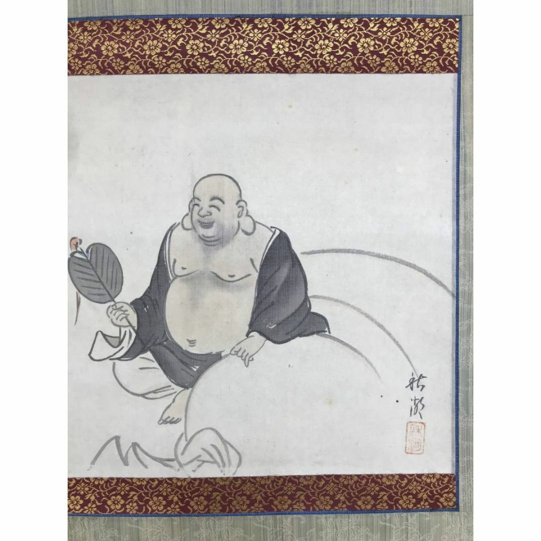 真作/星石/水仙太古石図/布袋屋掛軸HF-253 真作/星石/水仙太古石図