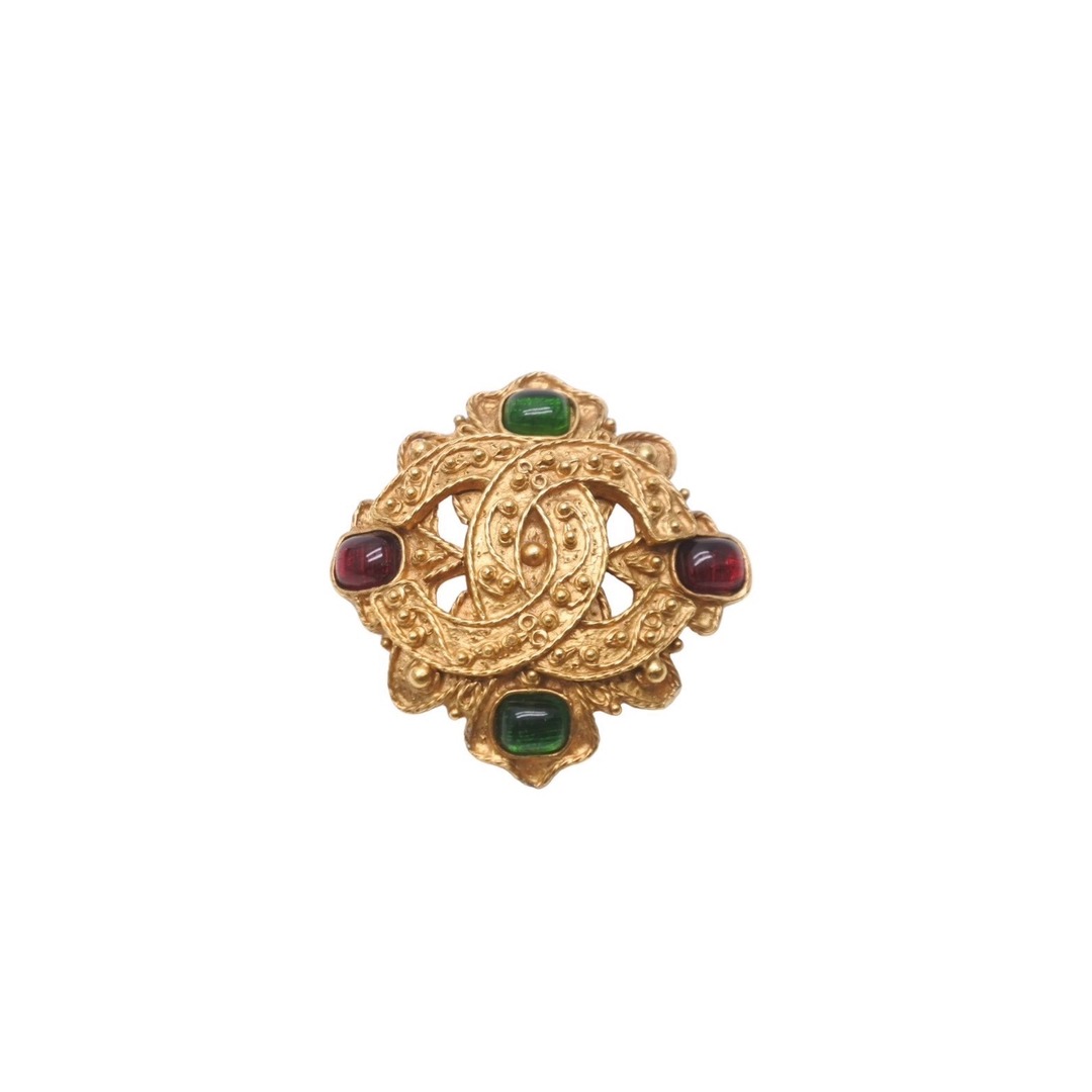 希少 シャネル CHANEL 2way フラワー グリポワ ブローチ トップ