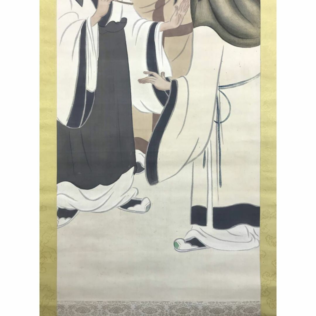 模写】雪舟⁄虎渓三笑図⁄人物図⁄掛軸☆宝船☆Z-