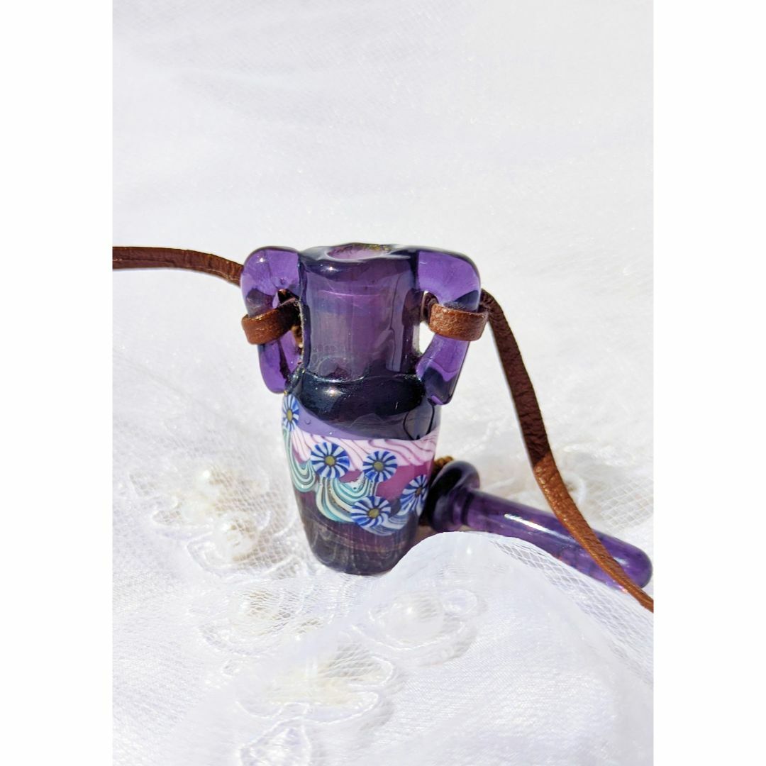 最新 吉田正子トンボ玉（貳拾捌） 「瓶型」皮ひもネックレス ガラス玉に