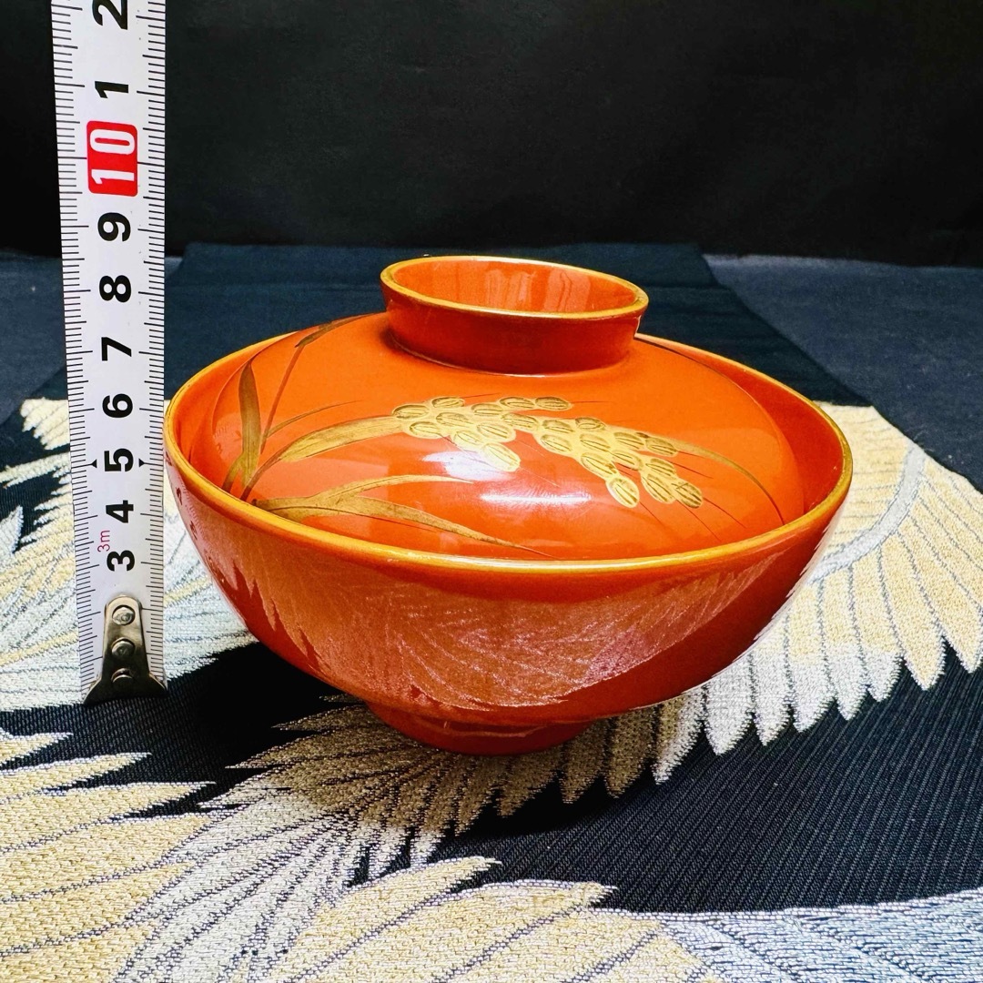 漆器 輪島塗 沈金 金蒔絵 木製 蓋付椀 お煮物椀 吸物椀 6客