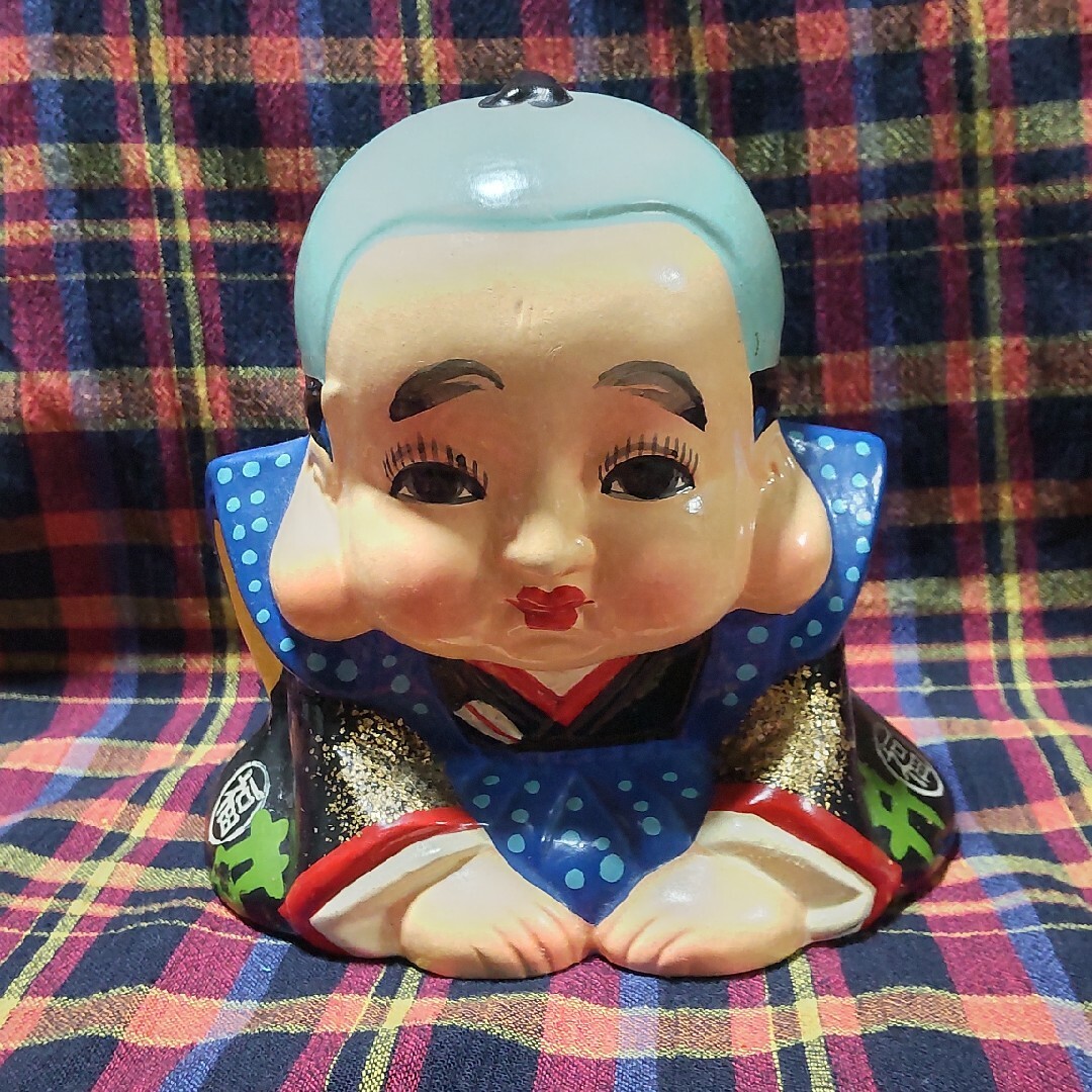 福助 古備前 貯金箱 縁起物 アンティーク 昭和レトロ 骨董品 明治 大正