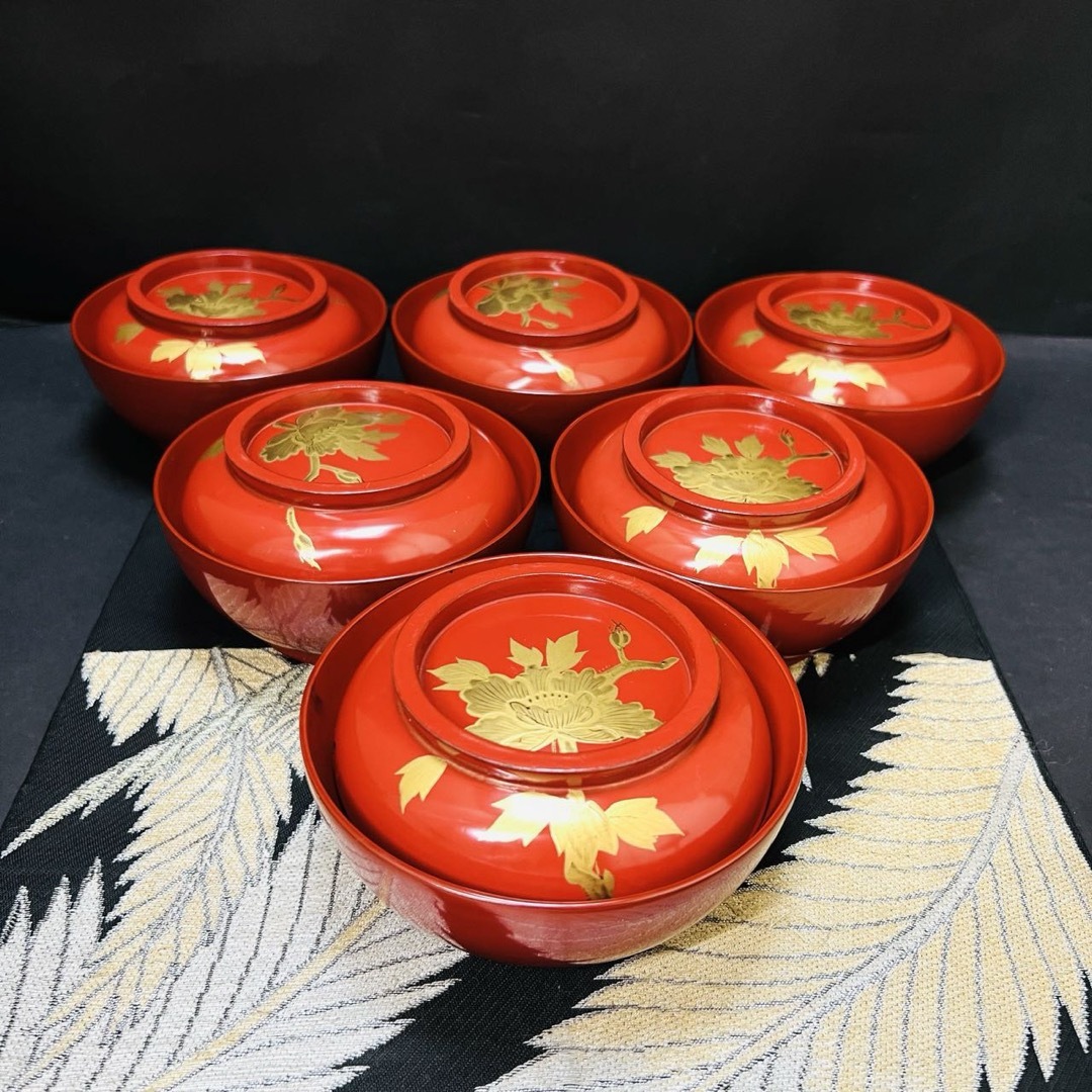 輪島塗茶櫃沈金朱