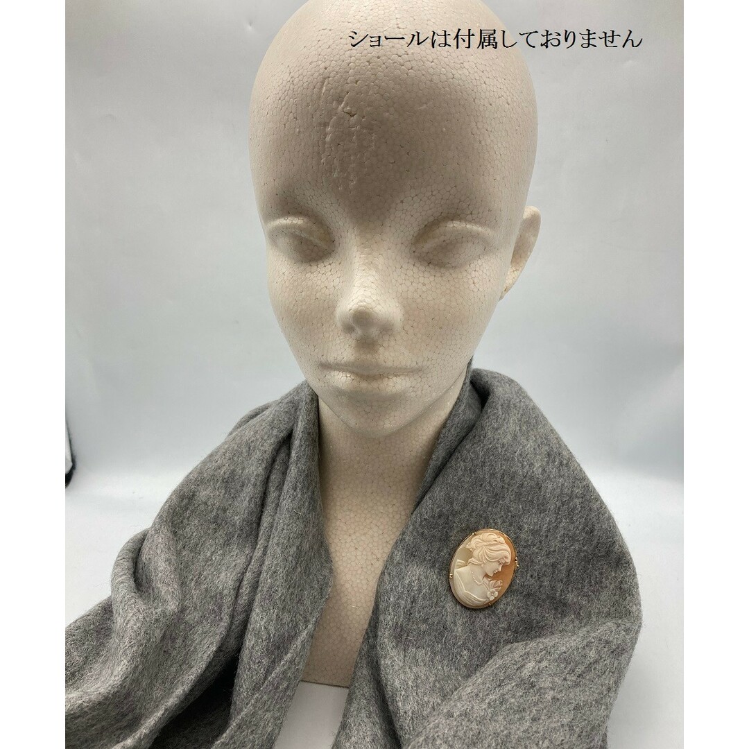 ⭐️良品⭐️K18シェルカメオブローチペンダントトップ女性横顔鳥