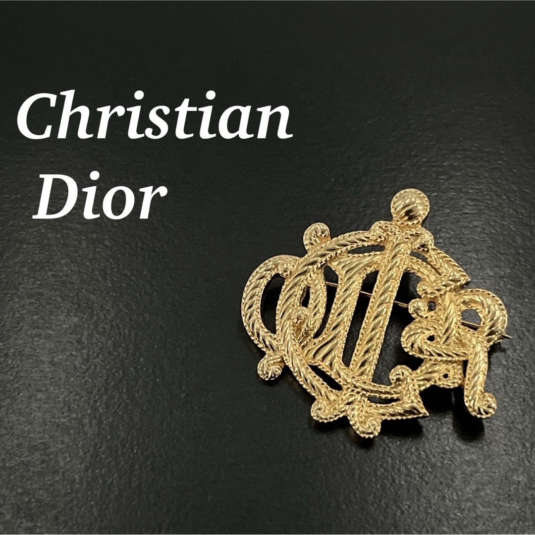 Christian Dior クリスチャンディオール ロゴ エンブレムブローチ