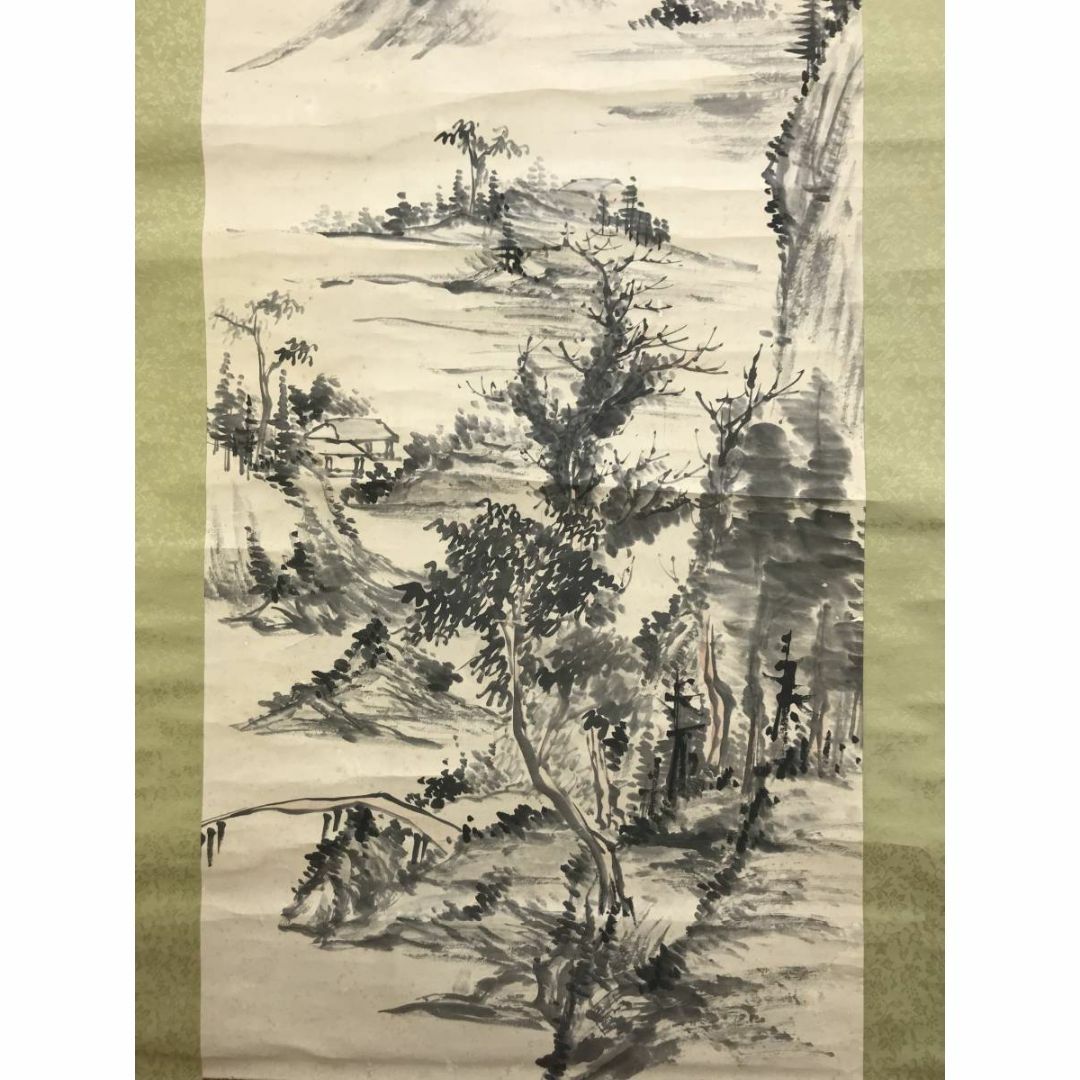 真作/富田渓仙/春日若宮神社図/鹿之図/山水図/掛軸/名家伝来AH-553