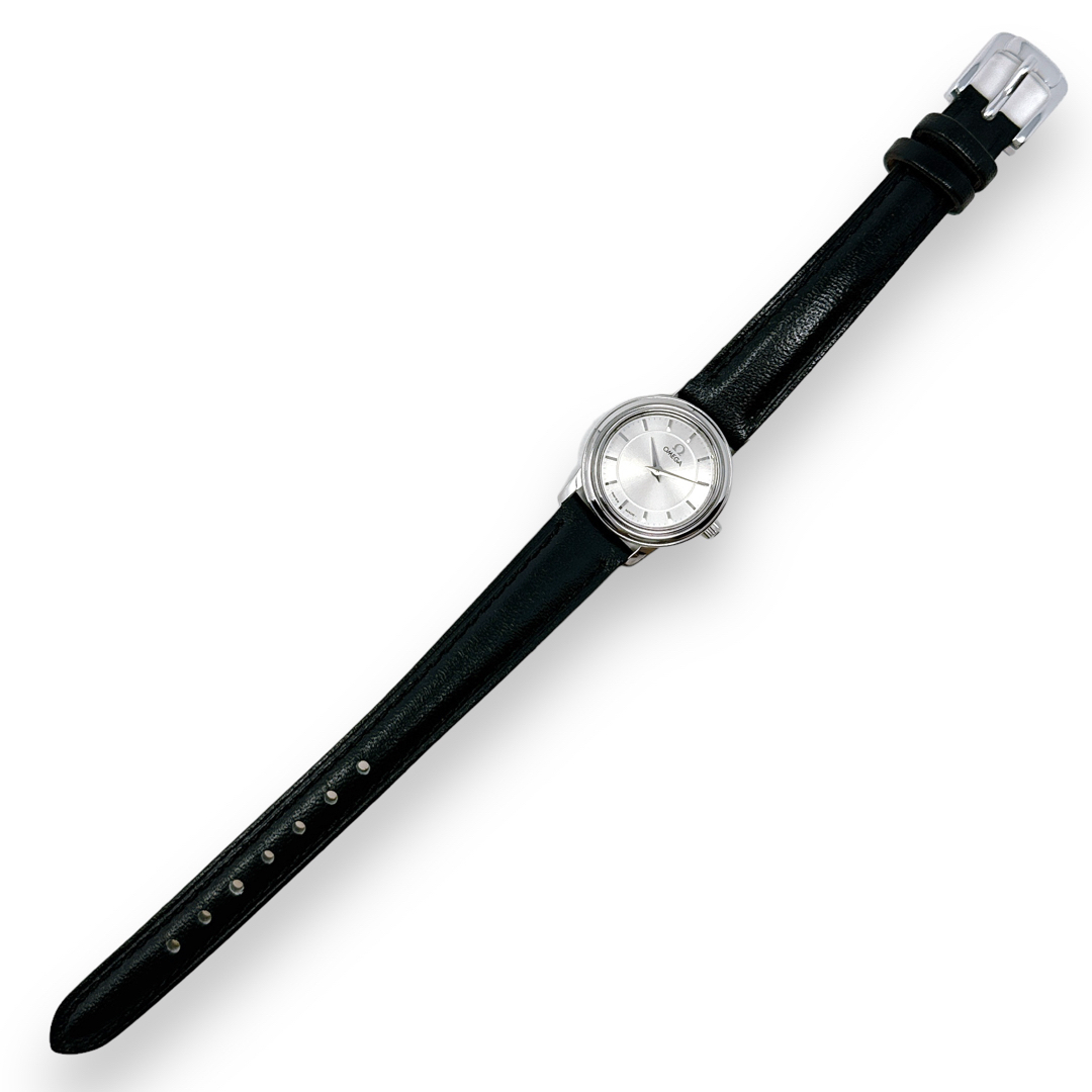 オメガ デビル プレステージ クオーツ シルバー レザー レディース