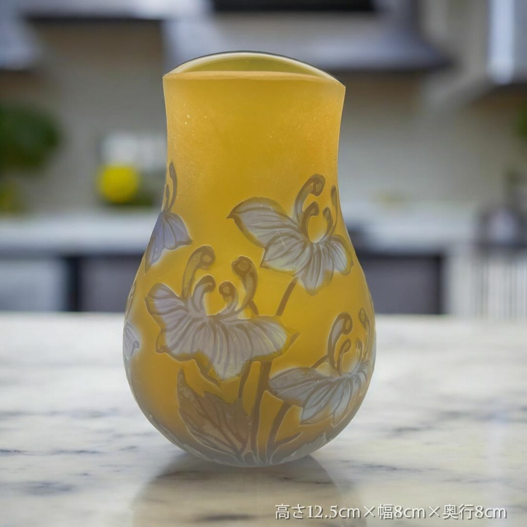 エミールガレ 鯉紋 特特大 花瓶 カメオ彫り 被せガラス 高さ40cm