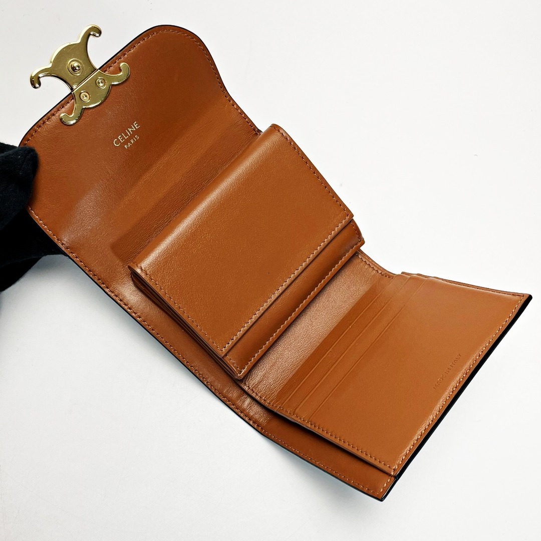 Racine CELINE 三つ折りトリオンフ財布 テラコッタ色 CELINE(セリーヌ