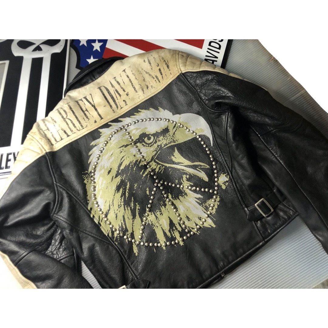 Harley Davidson】メタル スタッズ鋲 シングル ライダース 牛革 【公式