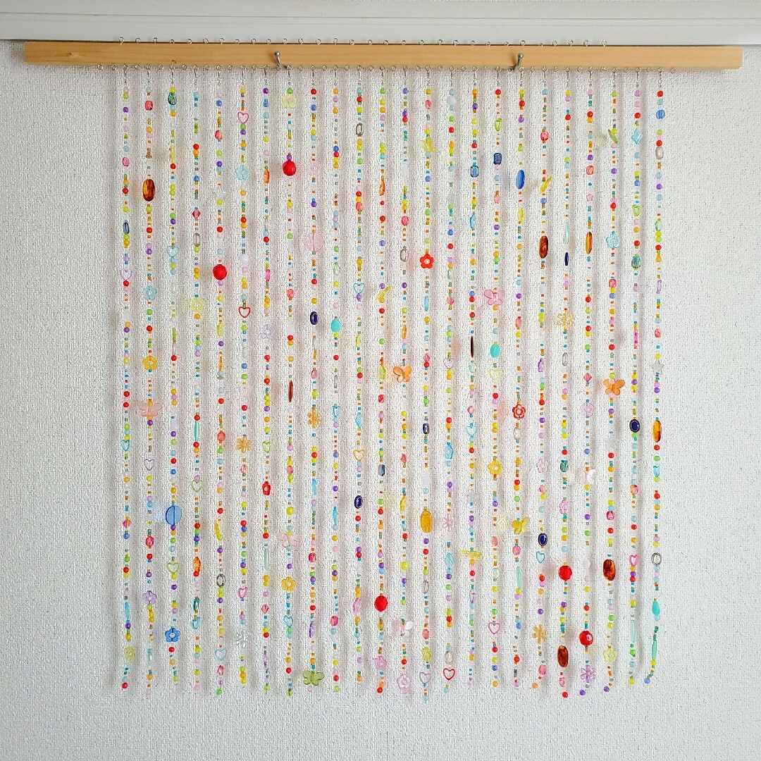 昭和レトロ ビーズのれん ロング レトログリーン 当時物 レトロポップ