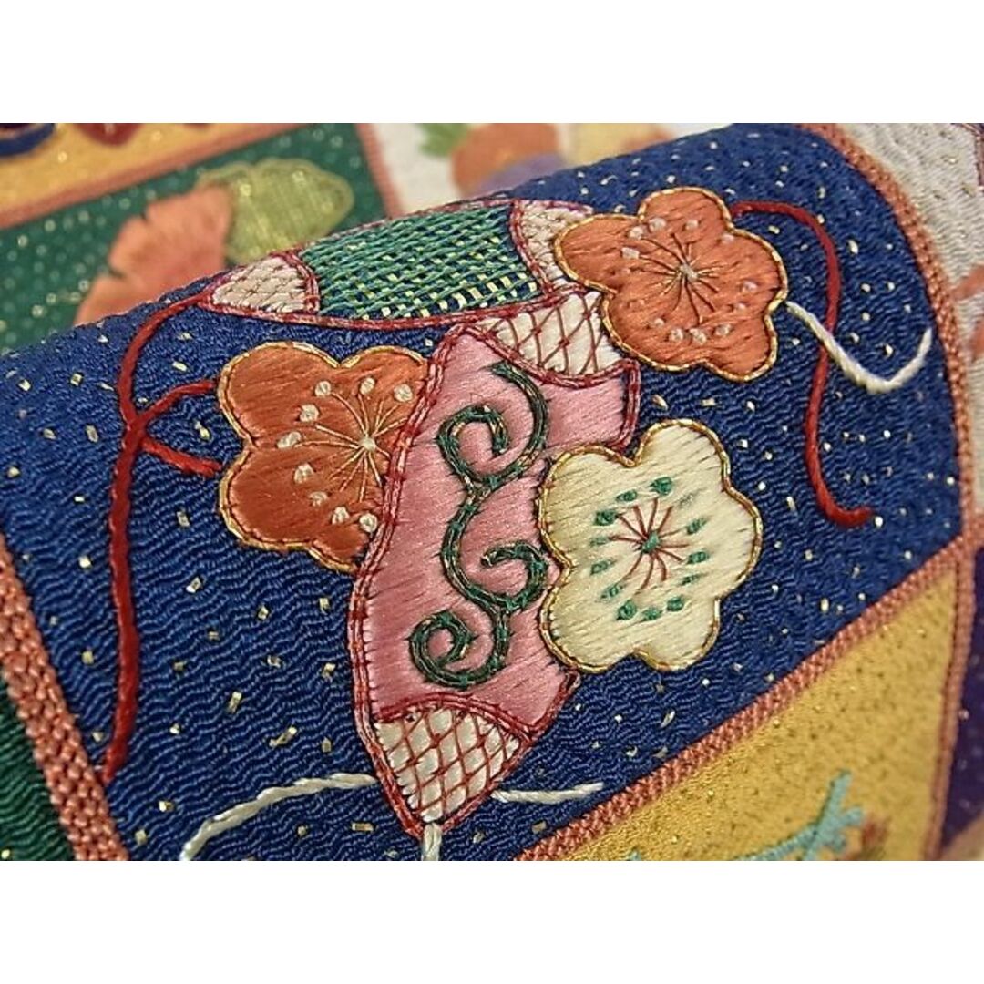 平和屋本店□極上 アンティーク 大正ロマン 振袖 駒刺繍 飛鶴檜扇花文