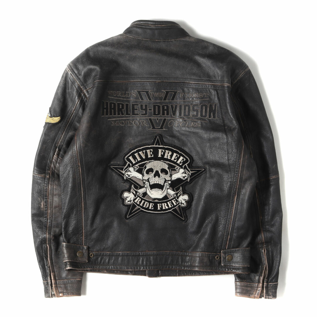 Harley Davidson ブラック シングルライダース Lサイズ 【公式通販】