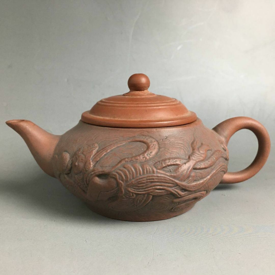 中国紫砂朱泥漢詩刻急須茶壷在銘VR6306