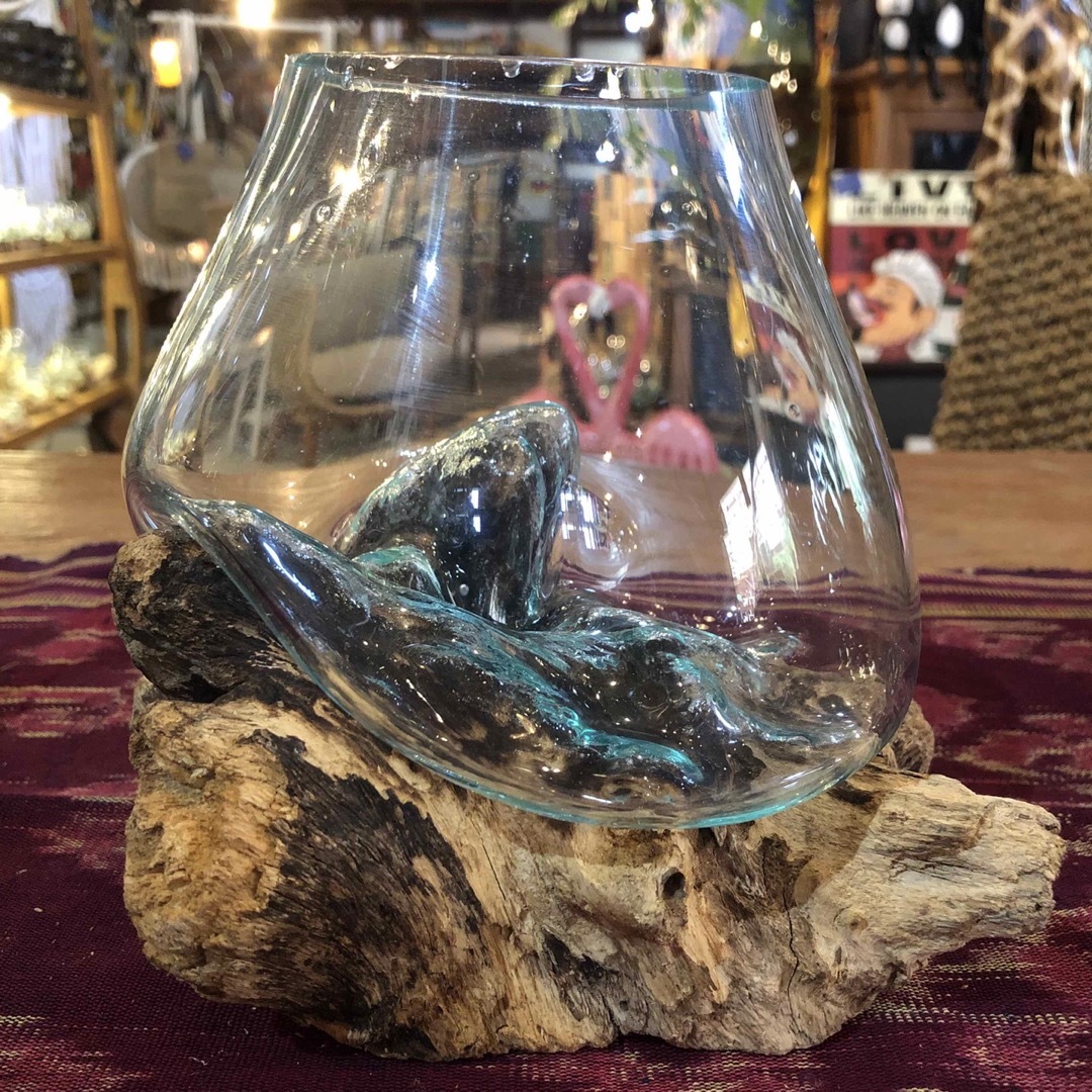 流木ガラスオブジェ特大H 花瓶 金魚鉢 テラリウム フラワーポット 水槽
