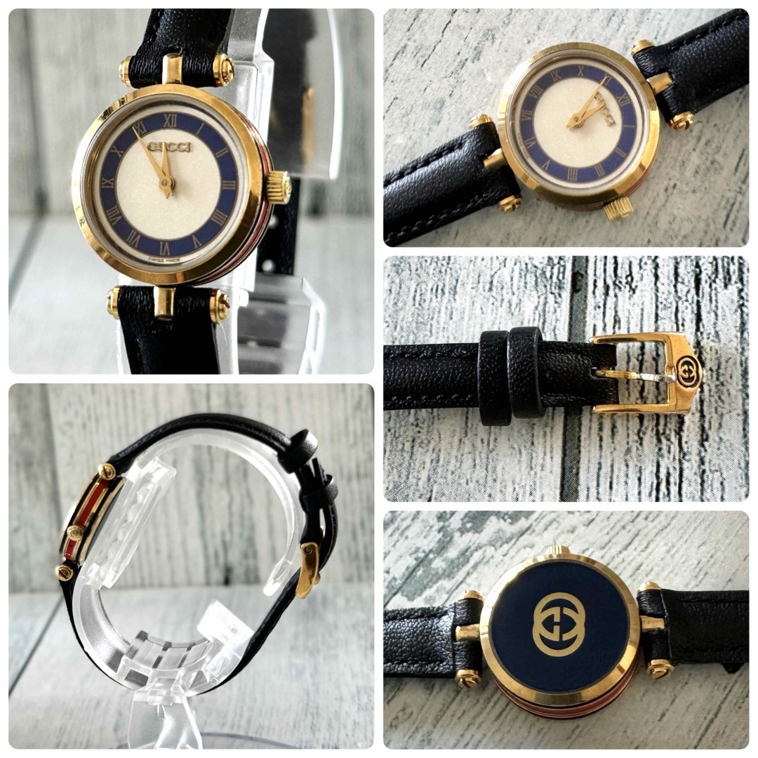 希少】GUCCI グッチ シェリーライン 腕時計 ブルー調 レディース