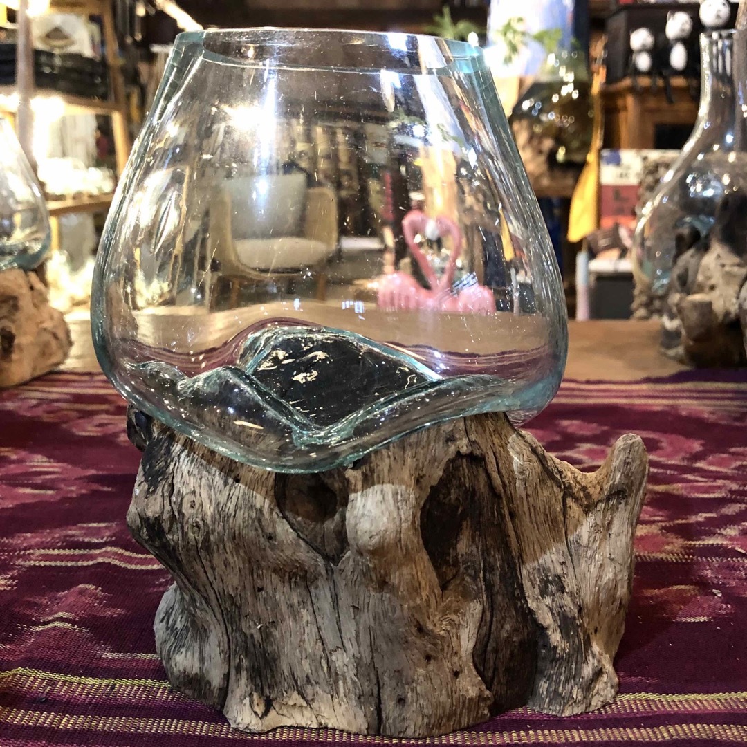 流木ガラス オブジェ中S 花瓶 金魚鉢 ガーデニング テラリウム 観賞魚