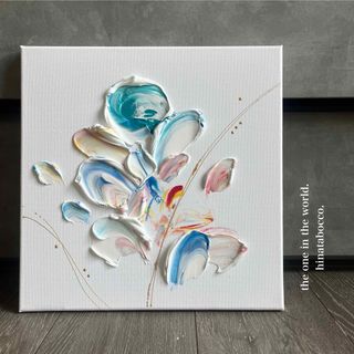 絵画 。原画☆【テーブルの上の花瓶の中のきれいな花、いろいろな色の