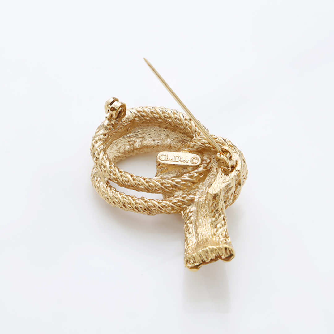 Y2293-128 クリスチャンディオール ブルー系ストーン付きブローチ