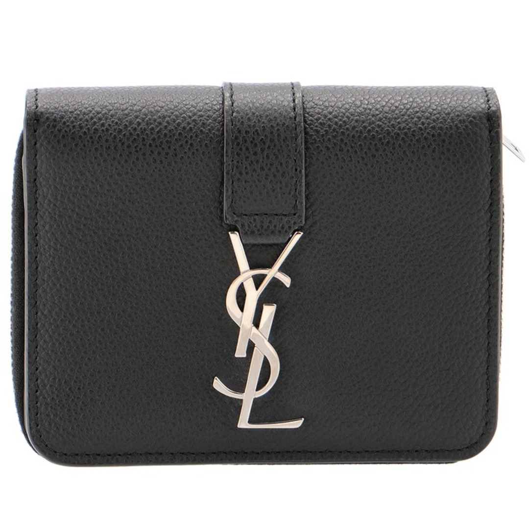 イヴサンローラン YSL 二つ折り財布 黒×ゴールド