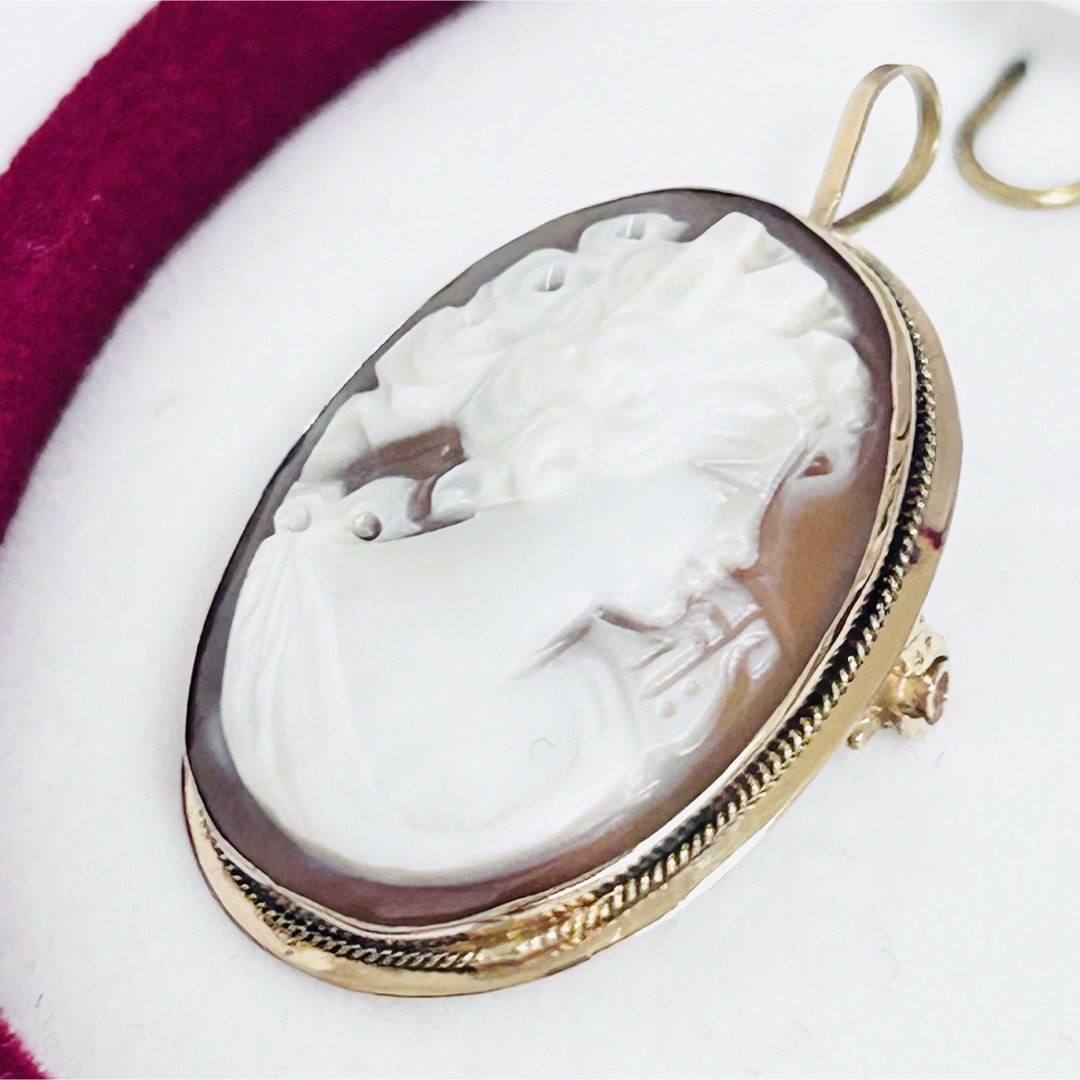 K14 シェルカメオ 2Way ペンダント トップ ブローチ QVC GSTV