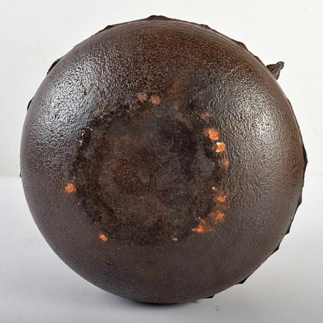 TDU 釜師 畠春斎 網地文 尻張釜 ◎ 共箱 茶道具 古