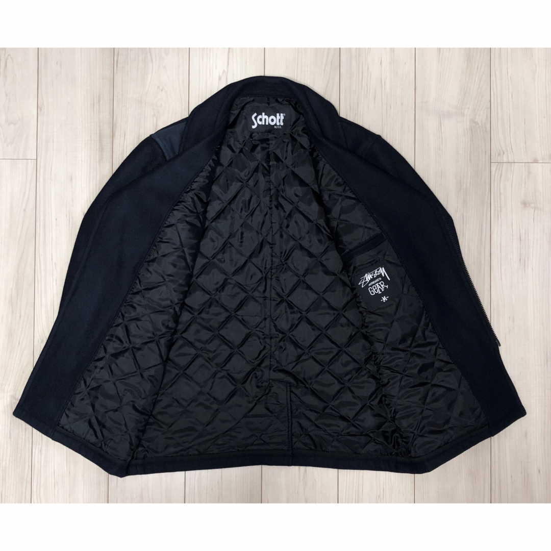 stussy × schottライダースジャケットネイビー