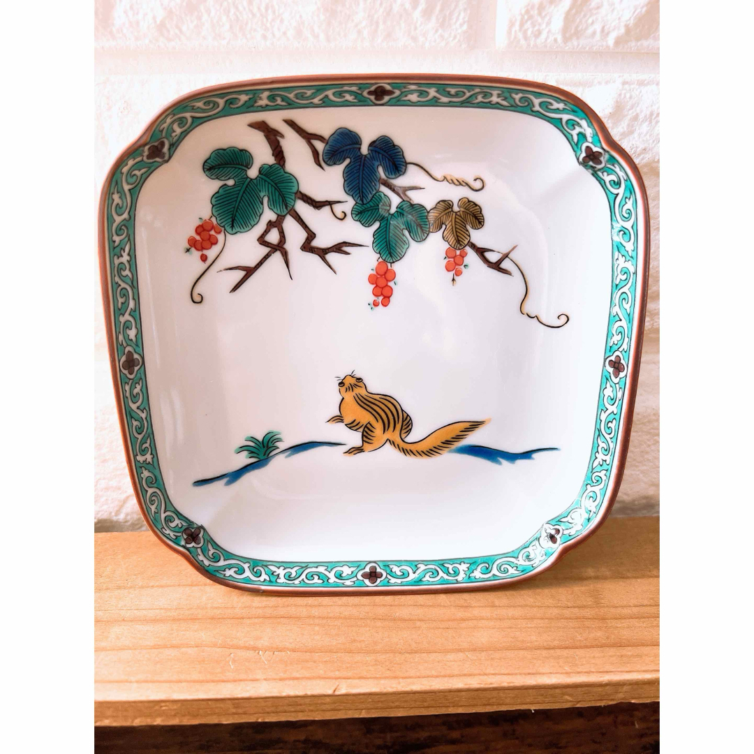 九谷焼色絵鶴亀図扇形刺身皿 5枚 [B31710] 【公式通販】